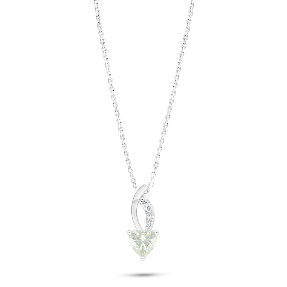 Sterling Silver 925 Necklace Rhodium Plated Embedded With Diamond Zircon And White Zircon
