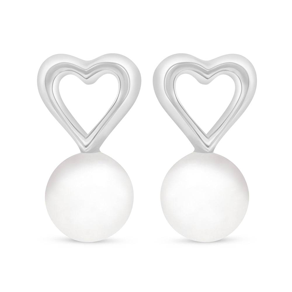 اقراط من الفضة الخالصة عيار 925 مطلية روديوم مرصعة لولو ابيض طبيعي