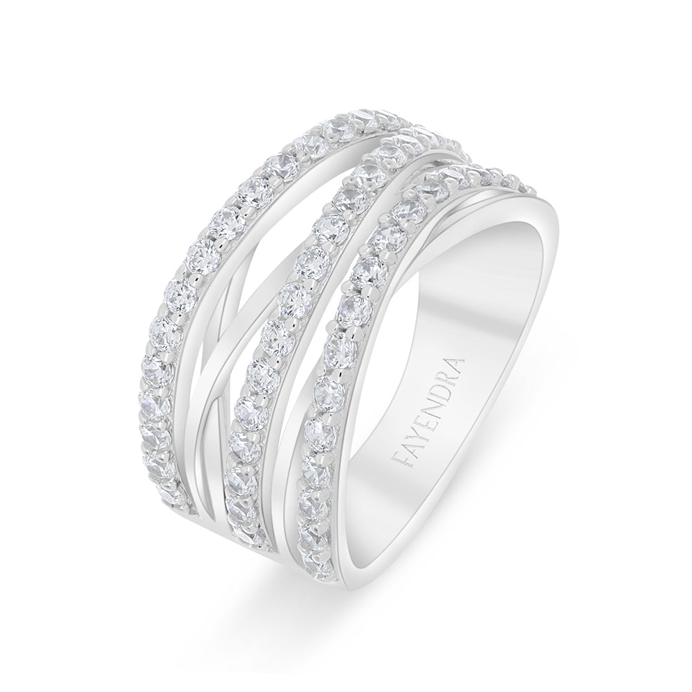 خاتم من الفضة الخالصة عيار 925 مطلي روديوم مرصع فص ابيض