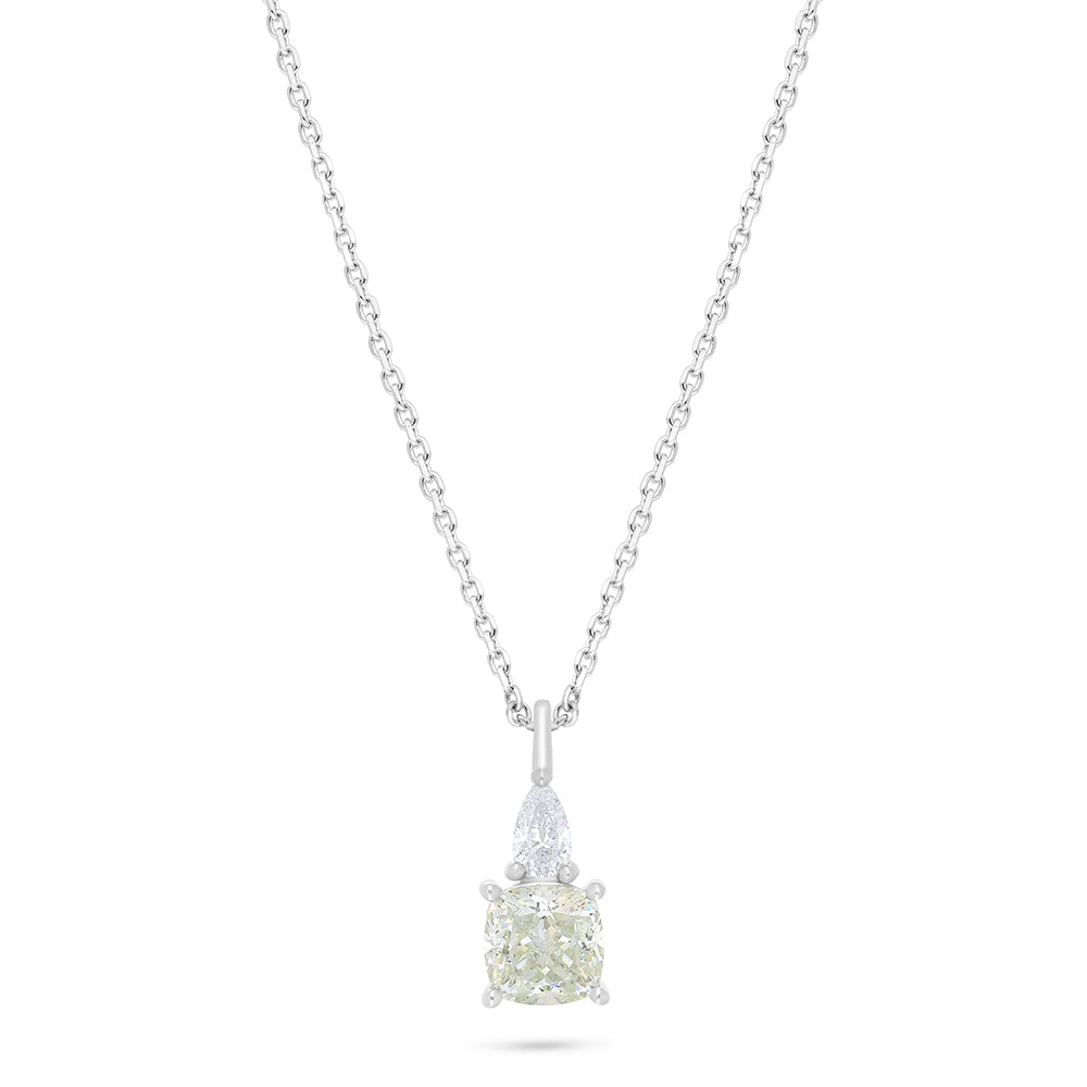 Sterling Silver 925 Necklace Rhodium Plated Embedded With Diamond Zircon And White Zircon