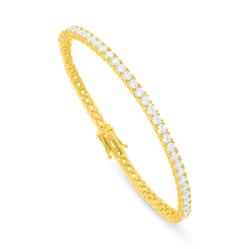 Sterling Silver 925 Bracelet Golden Plated Embedded With White Zircon