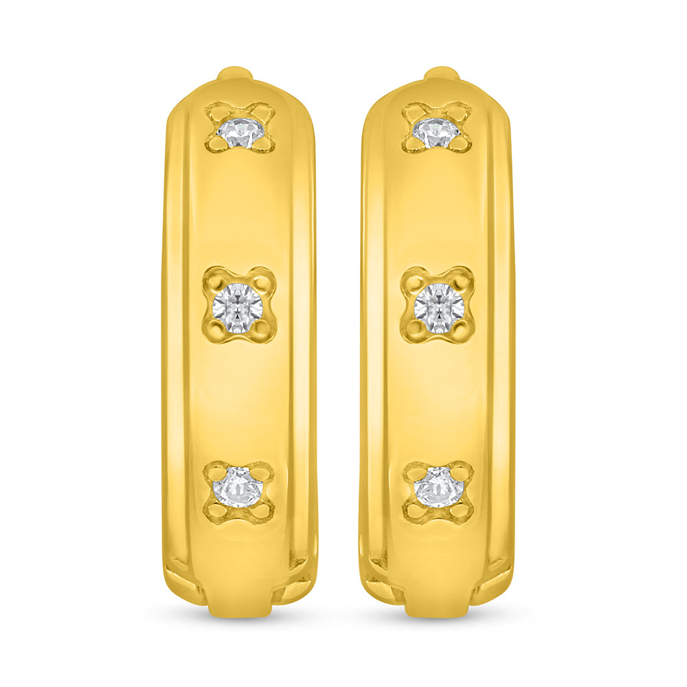 Sterling Silver 925 Earring Golden Plated Embedded With White Zircon