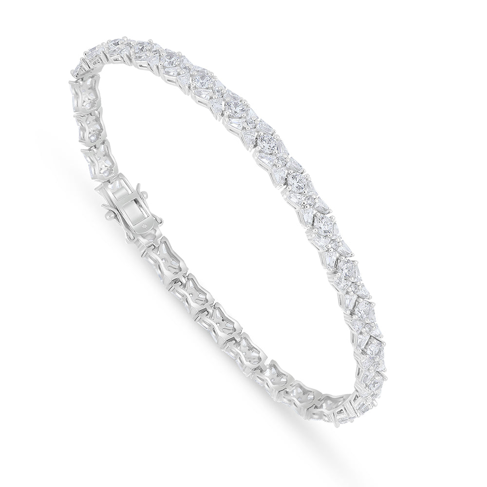 اسورة من الفضة الخالصة عيار 925 مطلية روديوم مرصعة فص ابيض