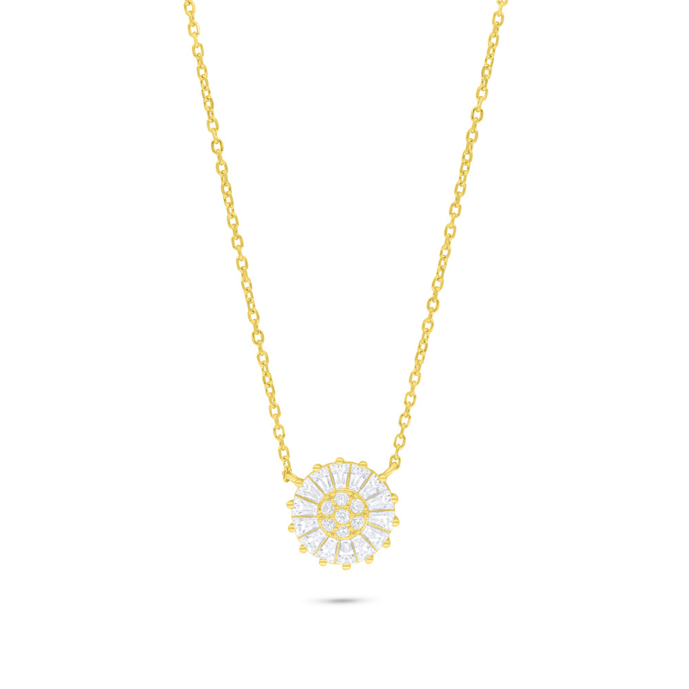 Sterling Silver 925 Necklace Golden Plated Embedded With White Zircon