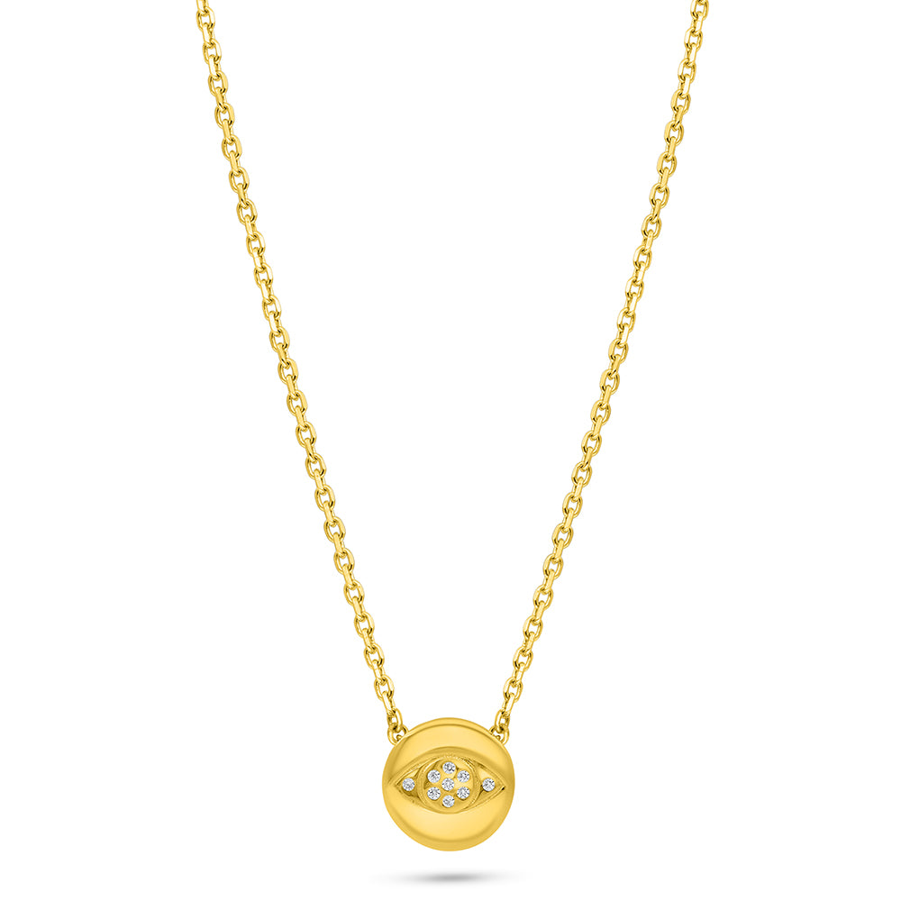 Sterling Silver 925 Necklace Golden Plated Embedded With White Zircon
