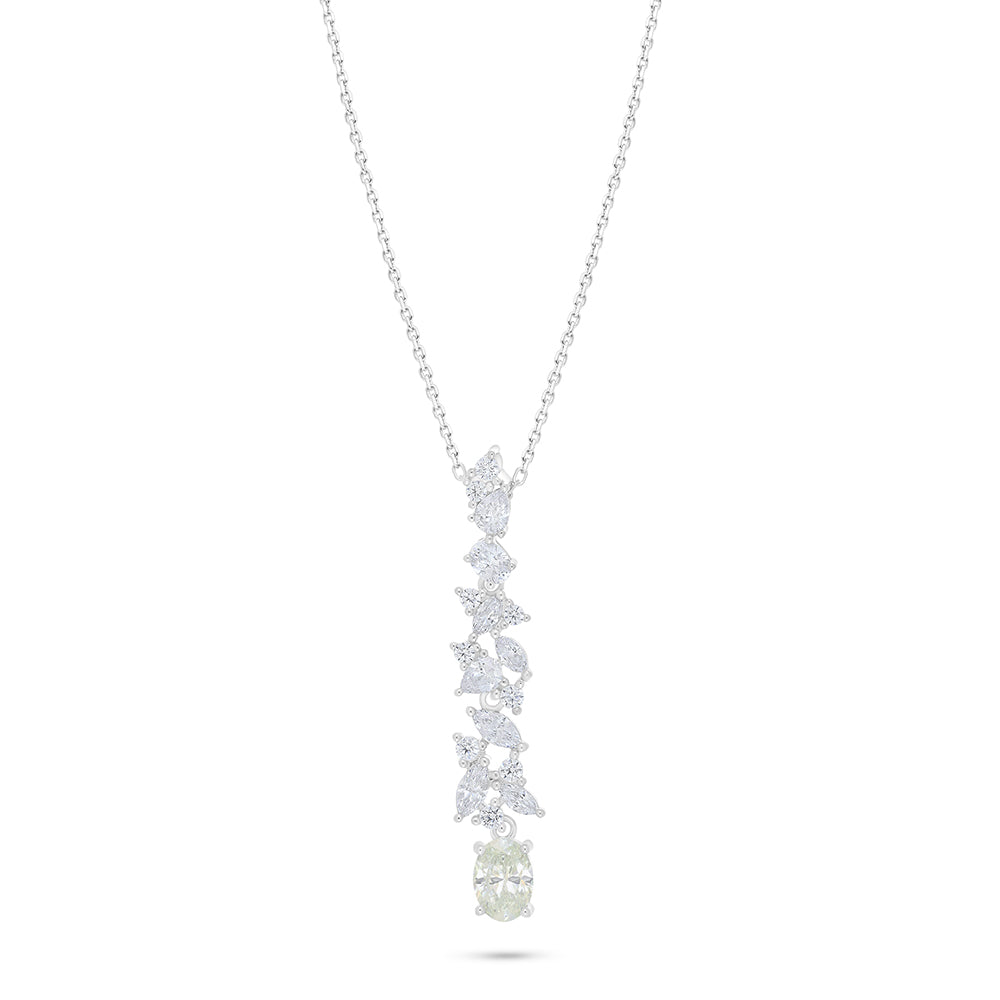 Sterling Silver 925 Necklace Rhodium Plated Embedded With Diamond Zircon And White Zircon