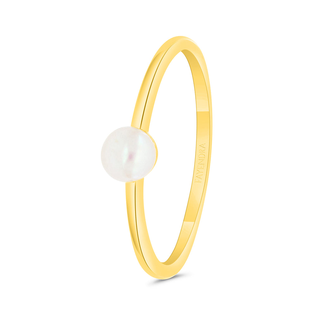 Sterling Silver 925 Ring Gold Plated Embedded With Natural White Pearl