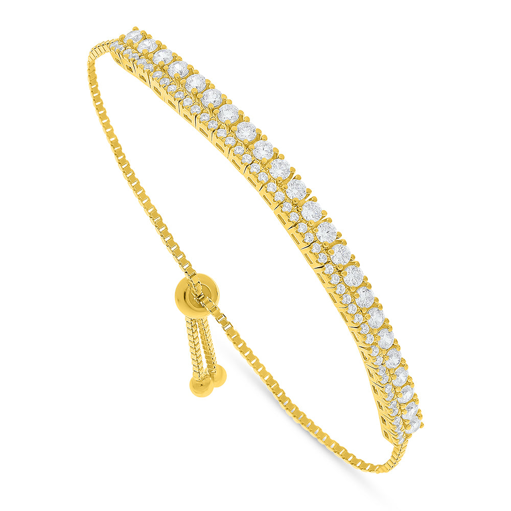 Sterling Silver 925 Bracelet Golden Plated Embedded With White Zircon