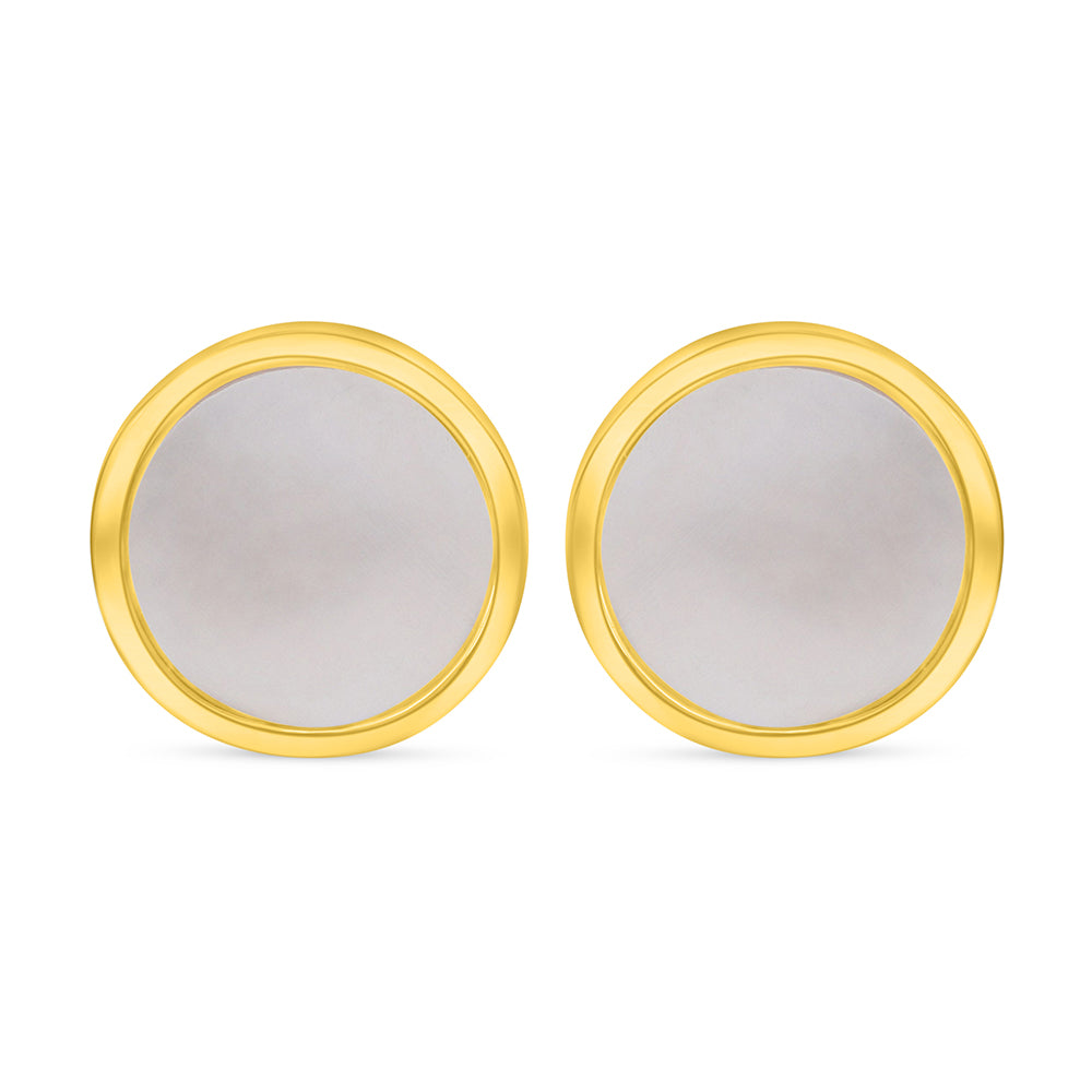 Sterling Silver 925 Earring Golden Plated Embedded With White Shell