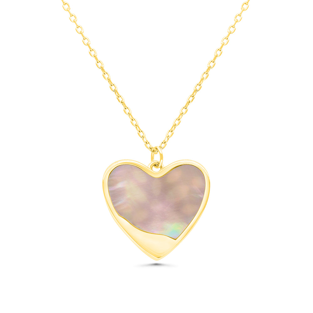 Sterling Silver 925 Necklace Gold Plated Embedded With Pink Shell