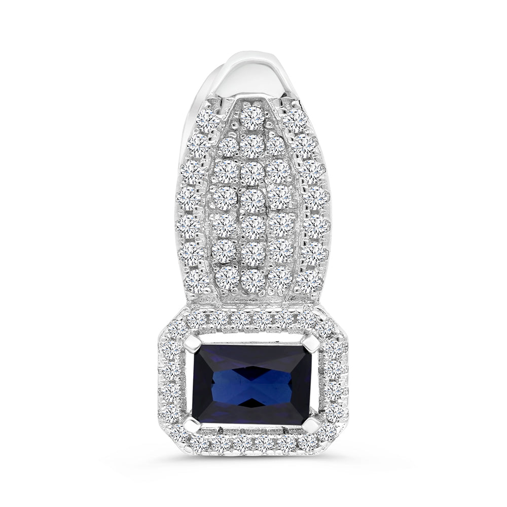 Sterling Silver 925 Pendant Rhodium Plated Sapphire Corundum