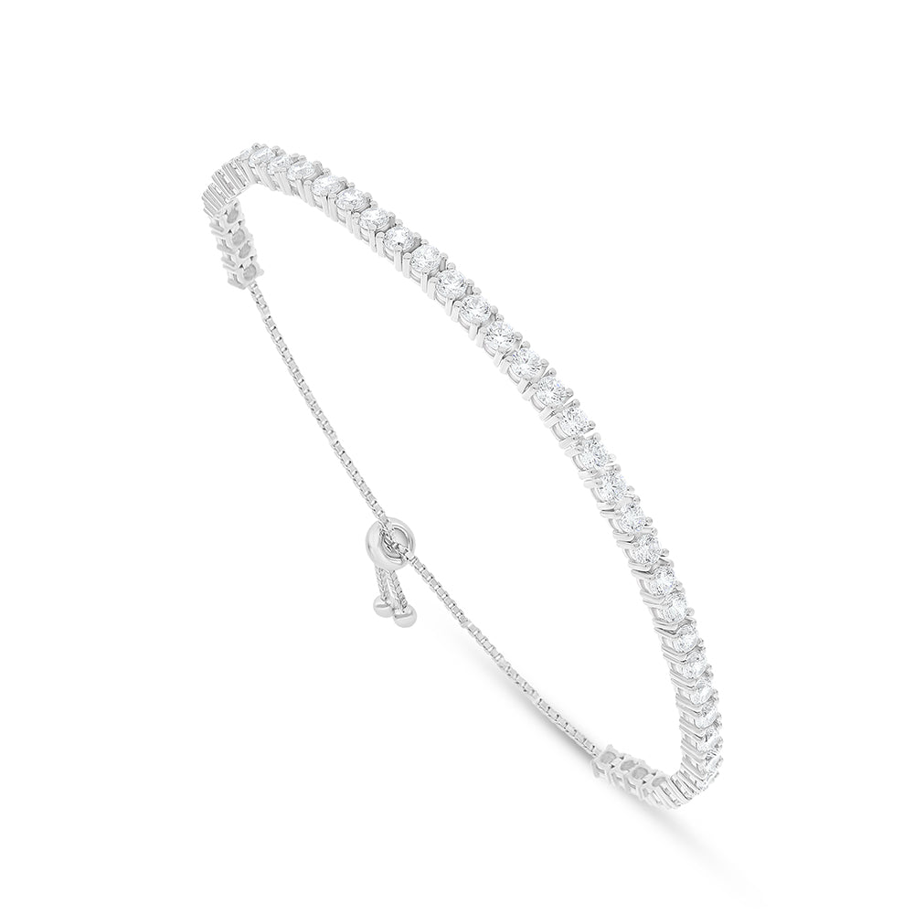 Sterling Silver 925 Bracelet Rhodium Plated Embedded With White Zircon