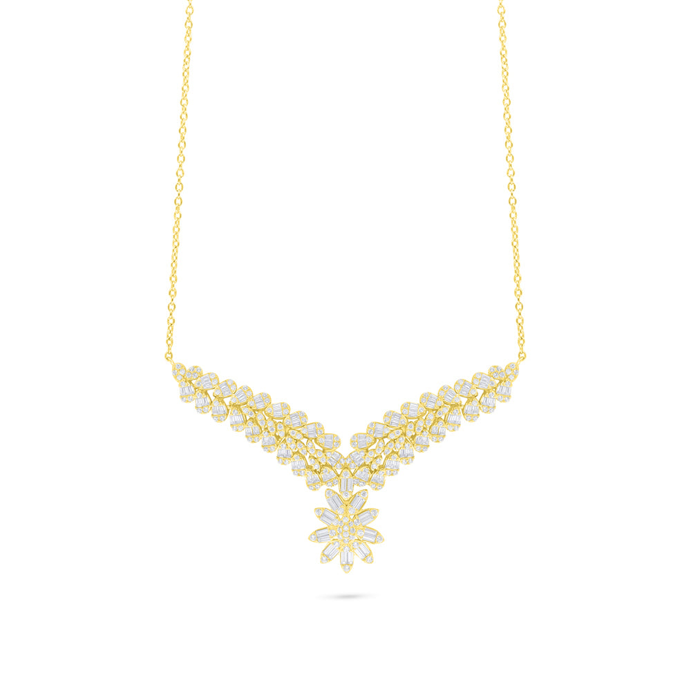 Sterling Silver 925 Necklace Golden Plated Embedded With White Zircon