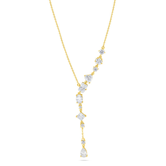 Sterling Silver 925 Necklace Golden Plated Embedded With White Zircon