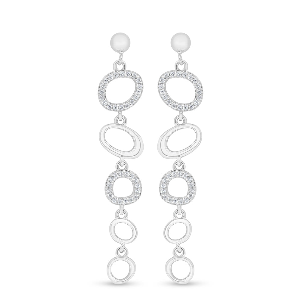 اقراط من الفضة الخالصة عيار 925 مطلية روديوم مرصعة فص ابيض