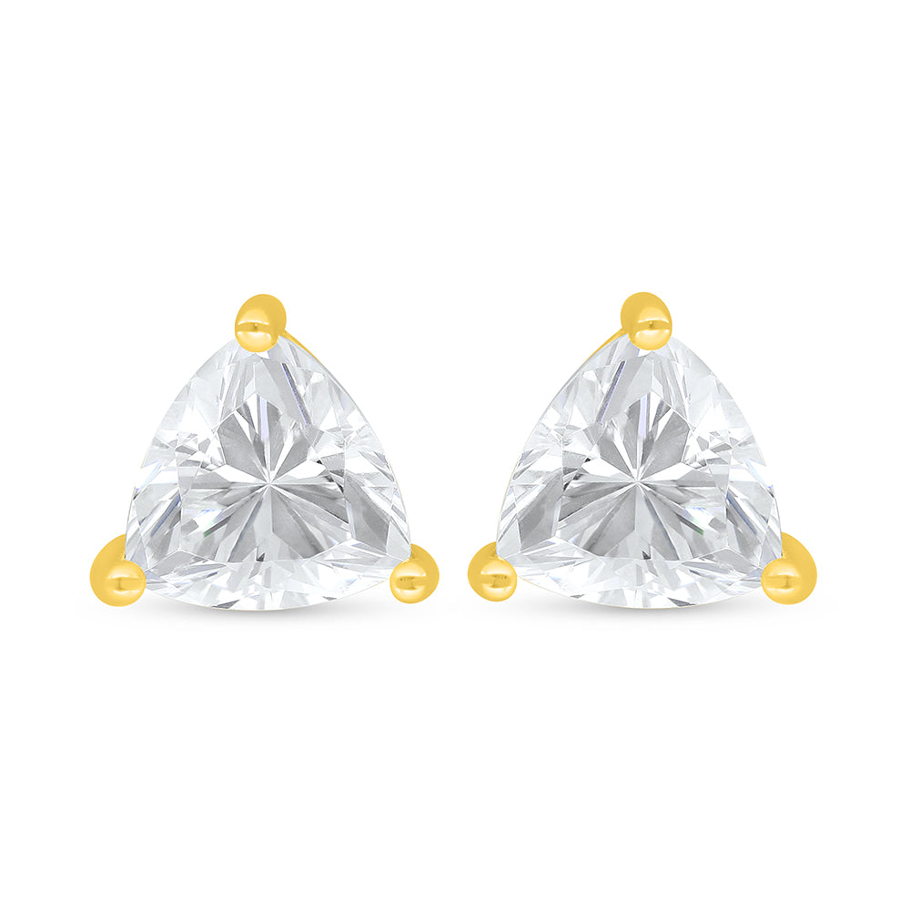 Sterling Silver 925 Earring Golden Plated Embedded With White Zircon