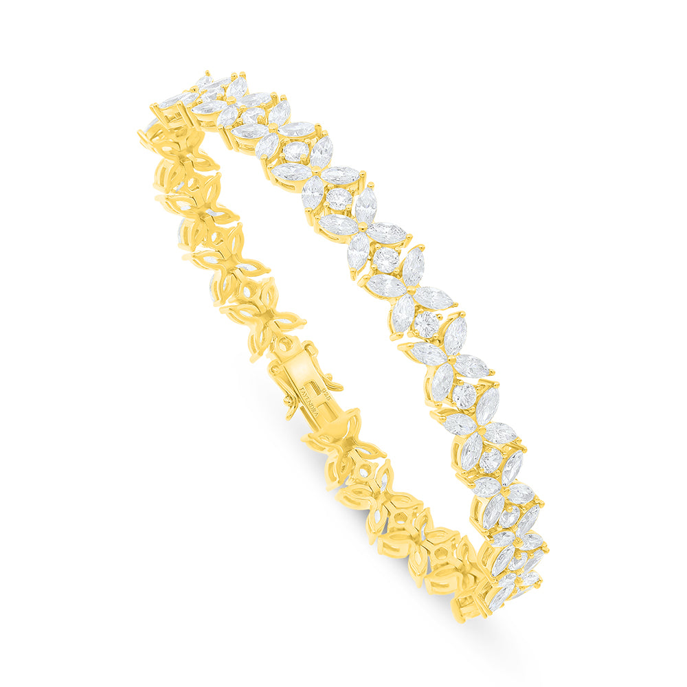 Sterling Silver 925 Bracelet Golden Plated Embedded With White Zircon