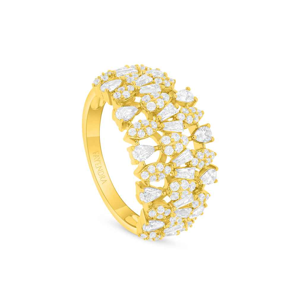 Sterling Silver 925 SET Golden Plated Embedded With White Zircon