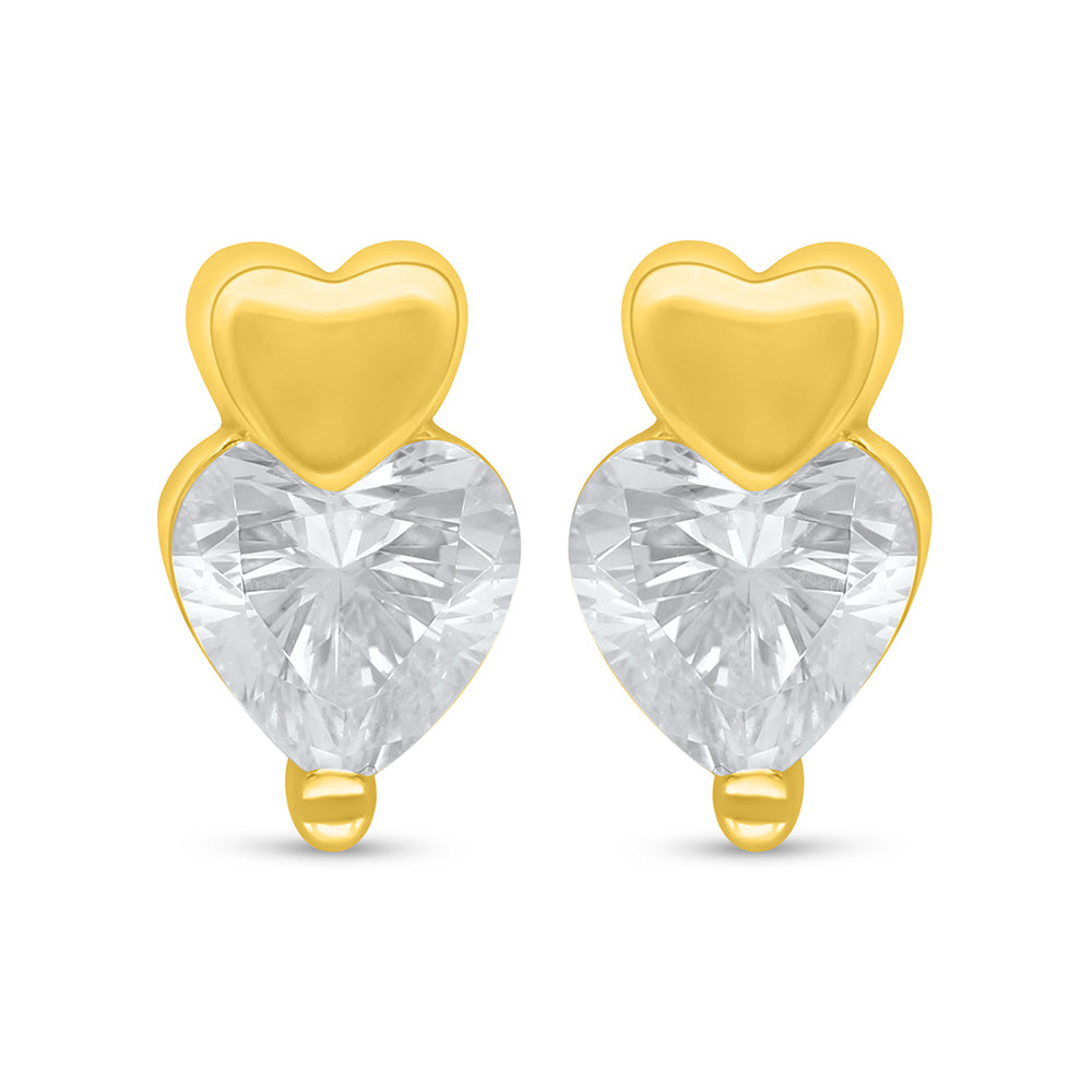 اقراط من الفضة الخالصة عيار 925 مطلية ذهبي مرصعة فص ابيض