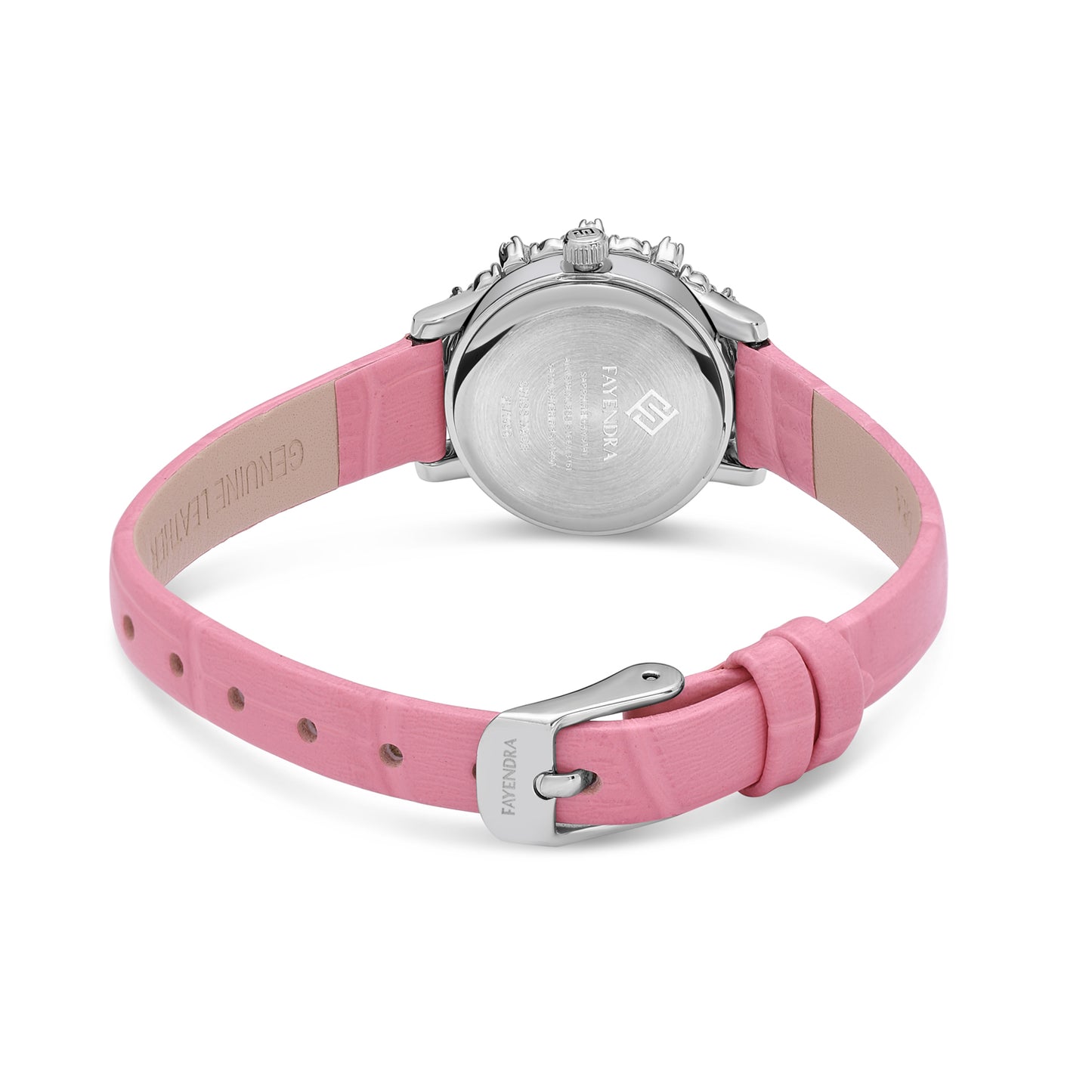 Stainless Steel 316 Watch Silver Color Pink Leather Embedded With Pink Zircon And White Zircon - PINK MOP DIAL
