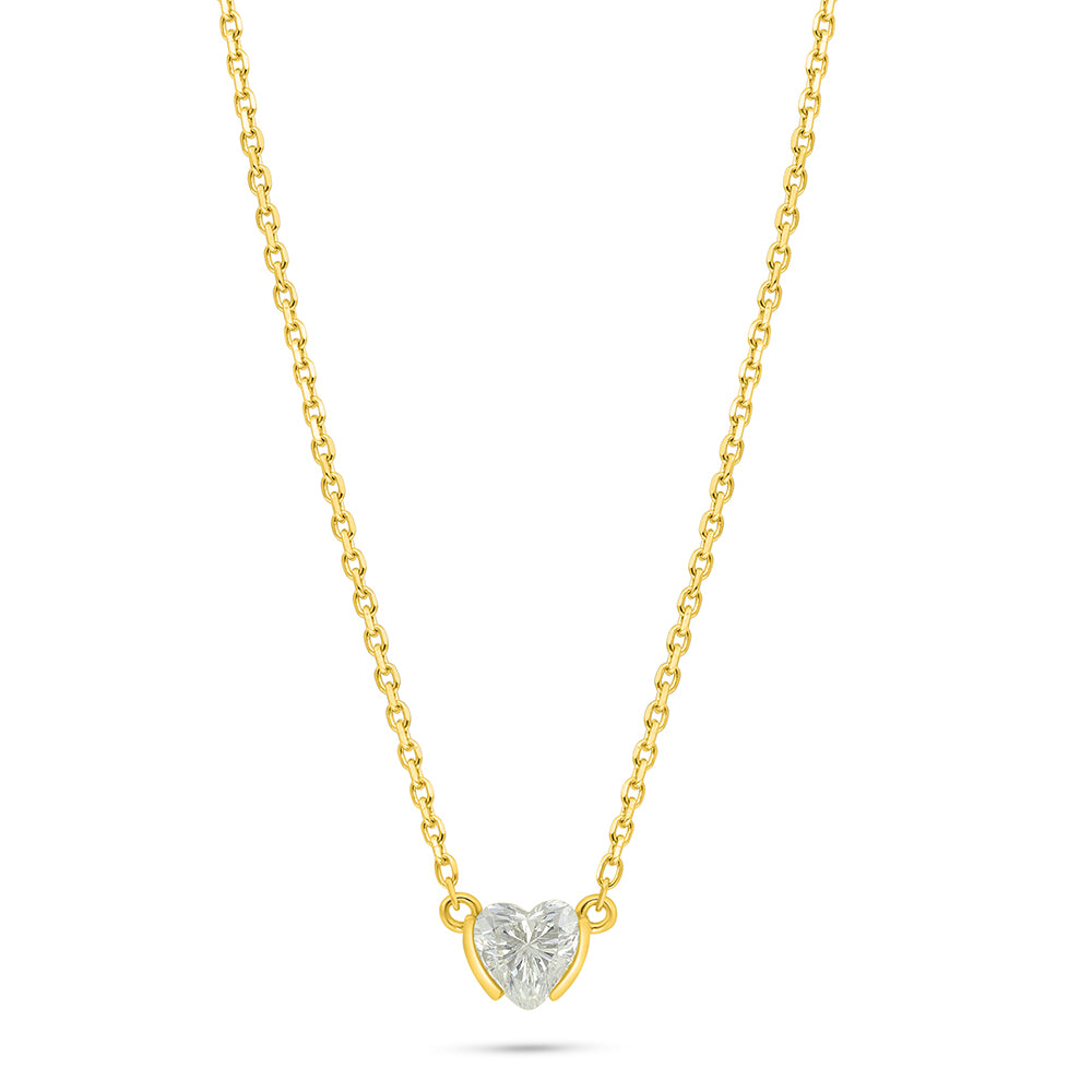 Sterling Silver 925 Necklace Golden Plated Embedded With White Zircon