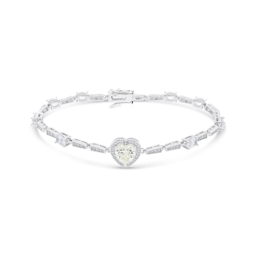 طقم من الفضة الخالصة عيار 925 مطلي روديوم مرصع زركون اصفر و فص ابيض