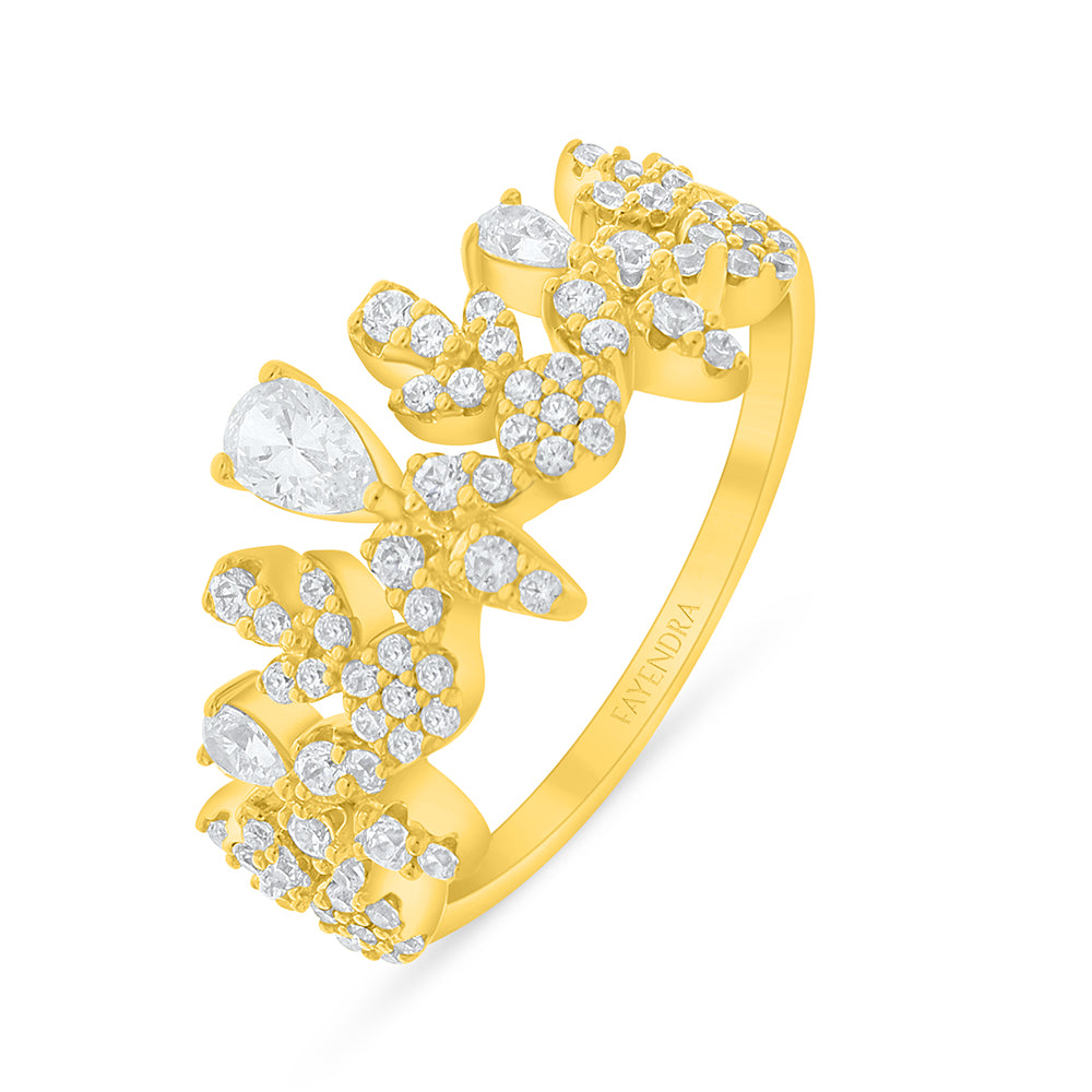 Sterling Silver 925 SET Golden Plated Embedded With White Zircon