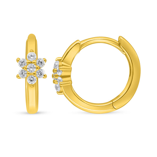 اقراط من الفضة الخالصة عيار 925 مطلية ذهبي مرصعة فص ابيض