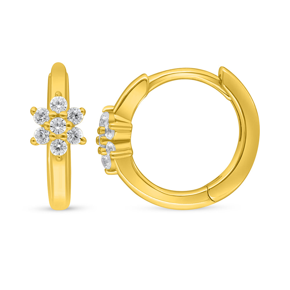 اقراط من الفضة الخالصة عيار 925 مطلية ذهبي مرصعة فص ابيض