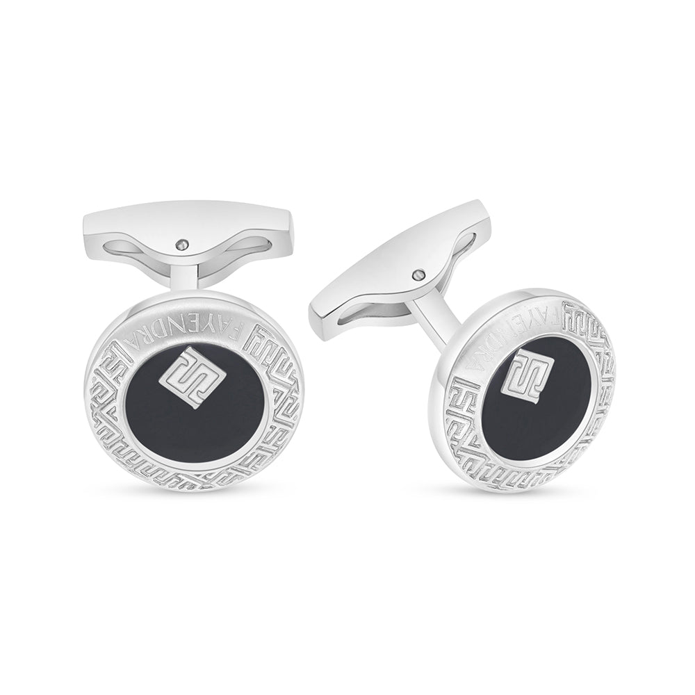 كبك ستانلس ستيل لون فضي عيار L316 مرصع احجار عقيق اسود طبيعي Shiny Steel