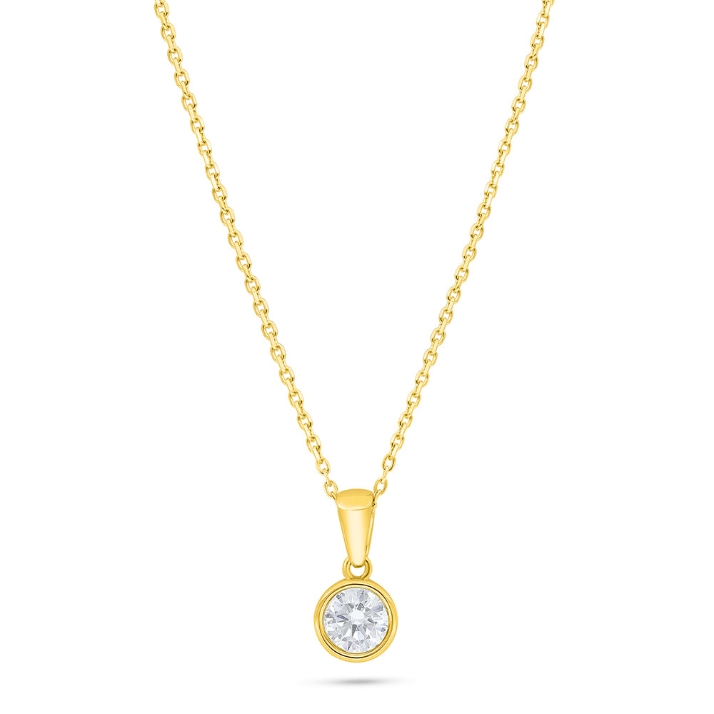 Sterling Silver 925 Necklace Golden Plated Embedded With White Zircon