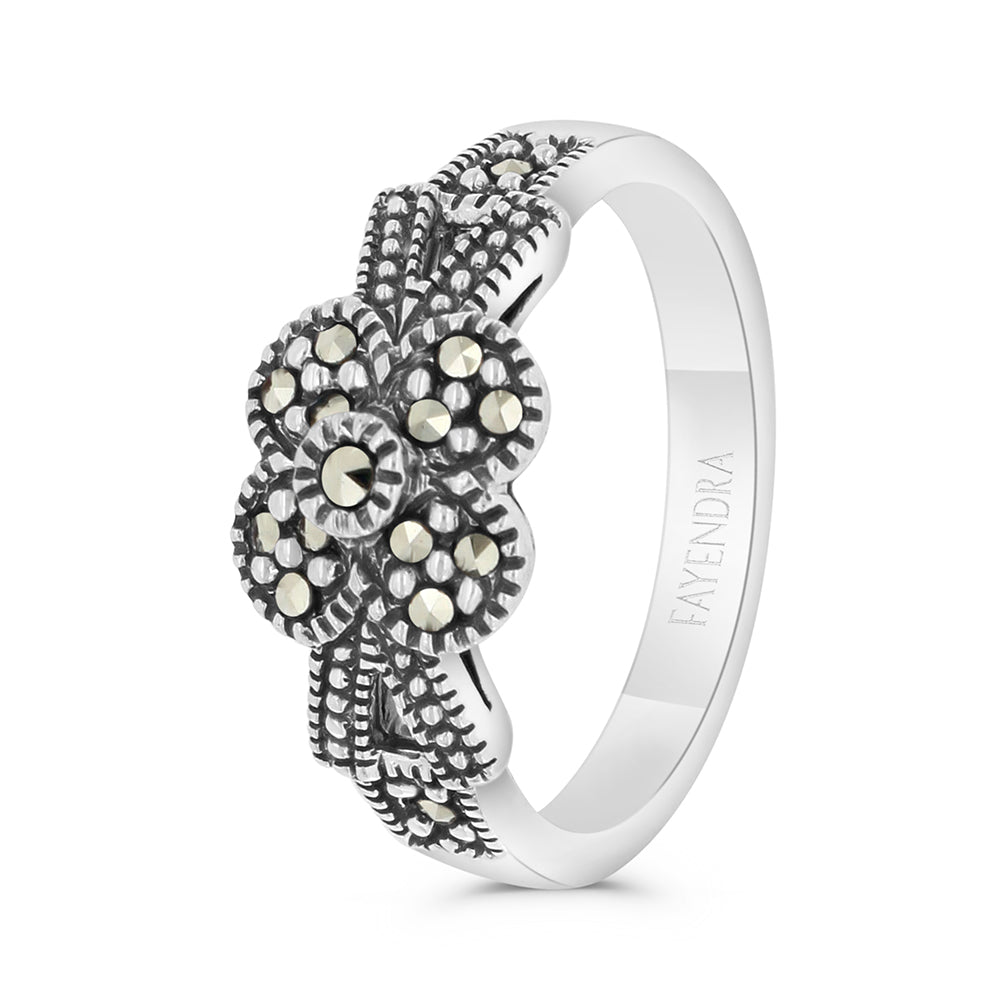 Sterling Silver 925 Ring Embedded With Marcasite Stones