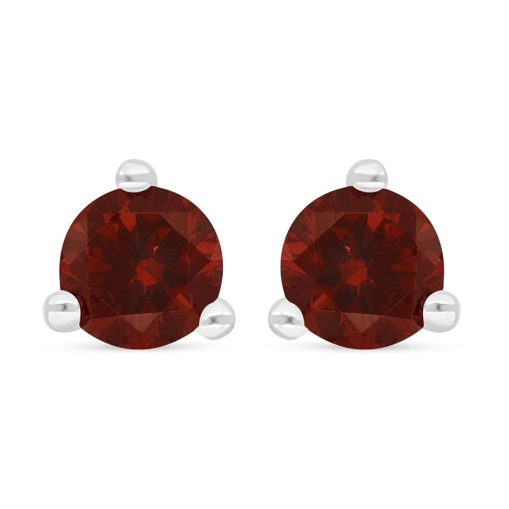 Sterling Silver 925 Earring Rhodium Plated Embedded With Ruby Corundum