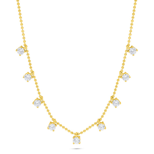 Sterling Silver 925 Necklace Golden Plated Embedded With White Zircon