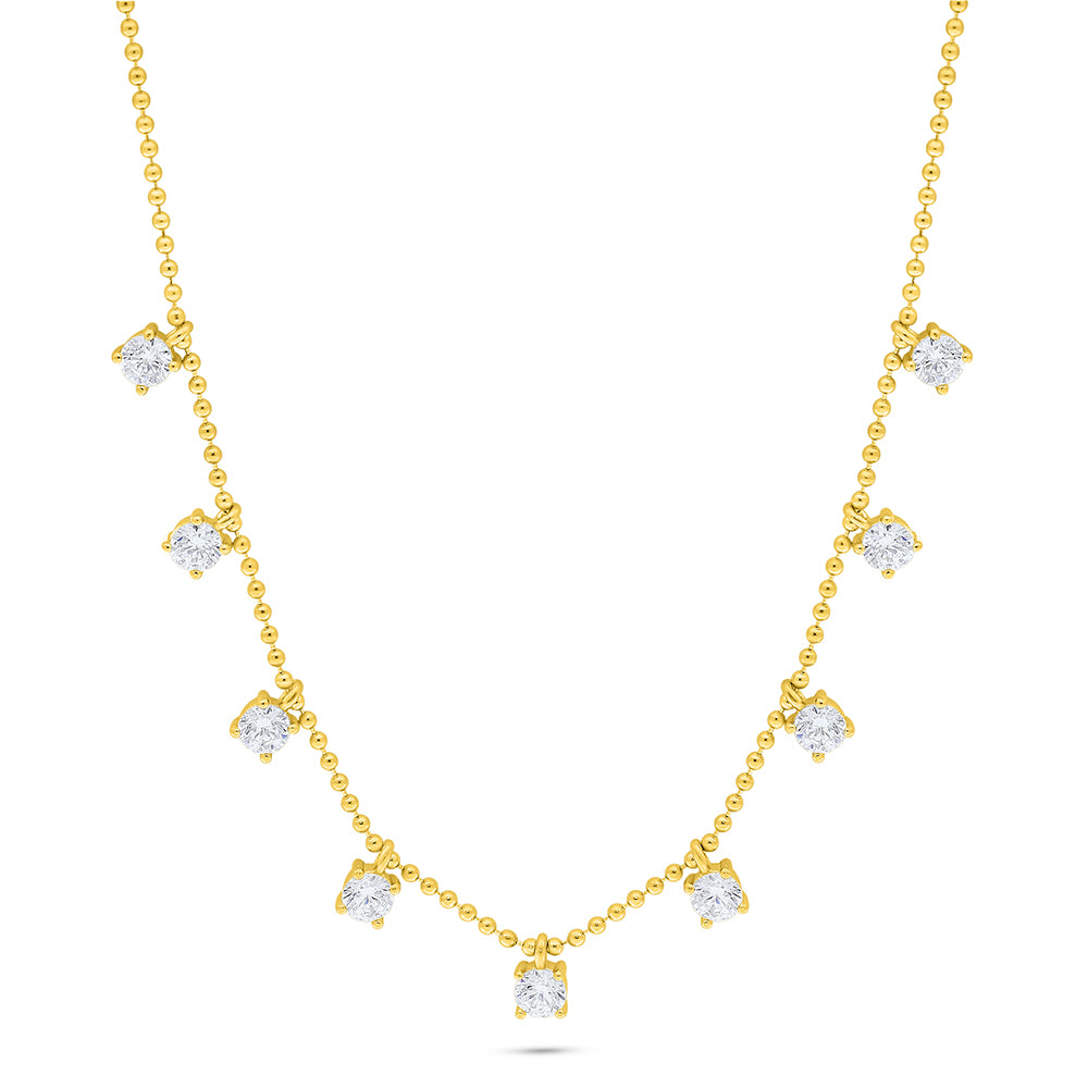 Sterling Silver 925 Necklace Golden Plated Embedded With White Zircon