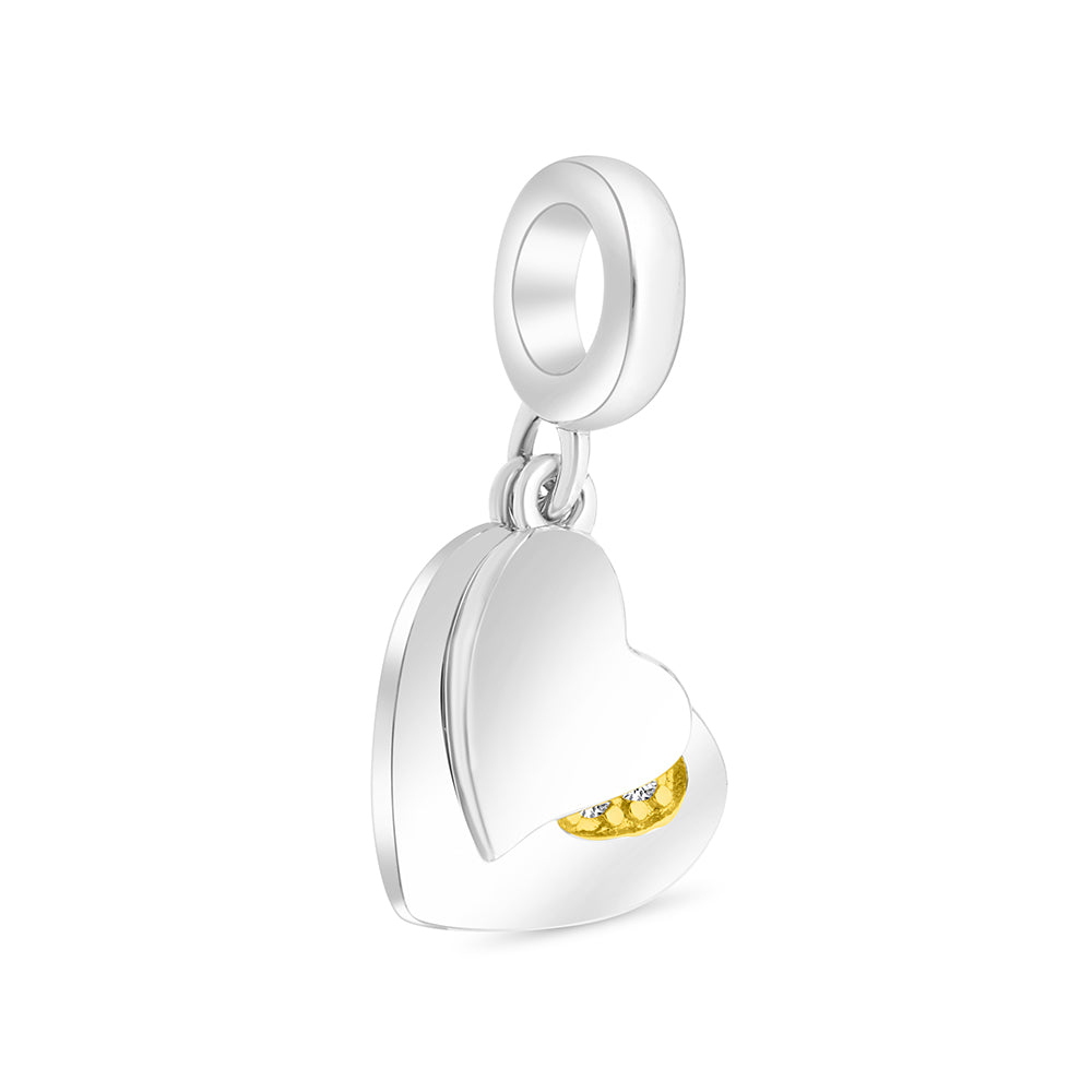 Sterling Silver 925 Pendant Rhodium And Gold Plated Embedded With White CZ