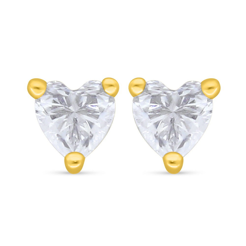 Sterling Silver 925 Earring Golden Plated Embedded With White Zircon