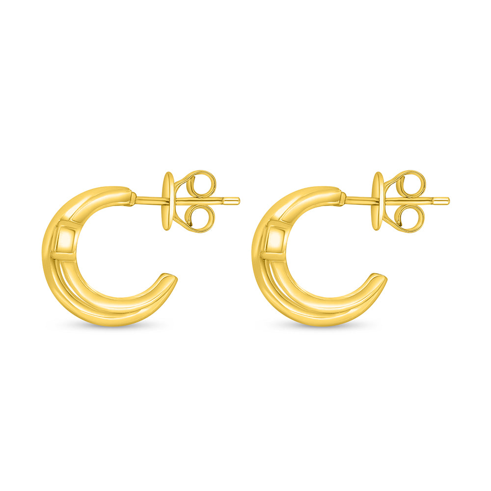 Sterling Silver 925 Earring Golden Plated Embedded With White Zircon