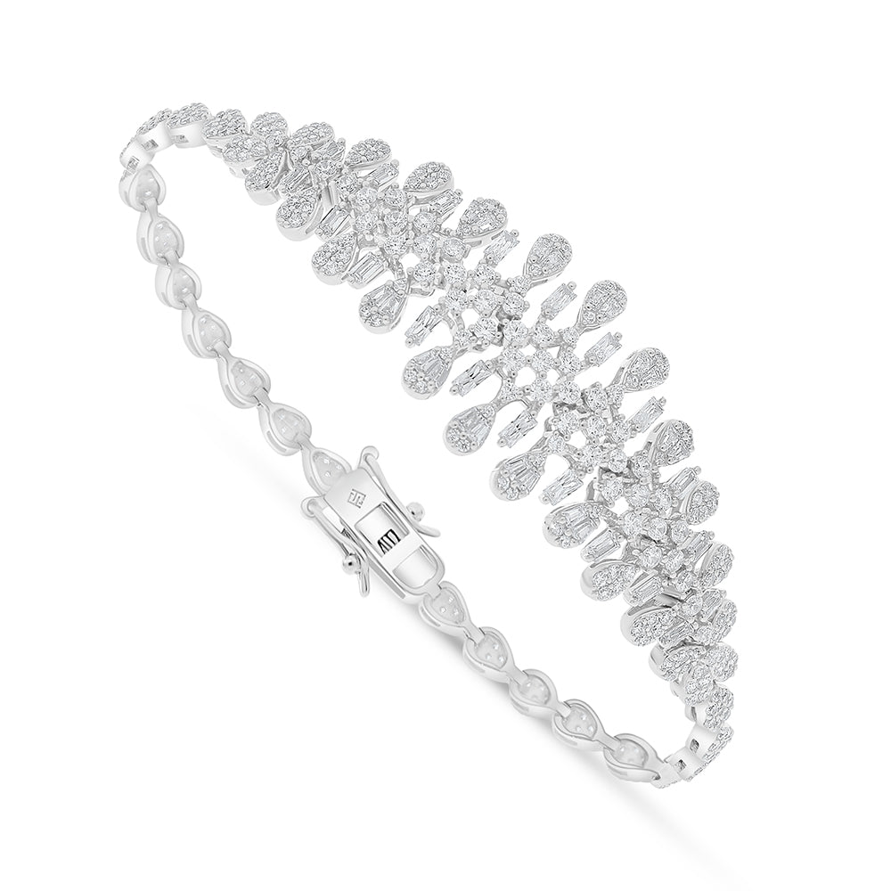 Sterling Silver 925 SET Rhodium Plated Embedded With White Zircon