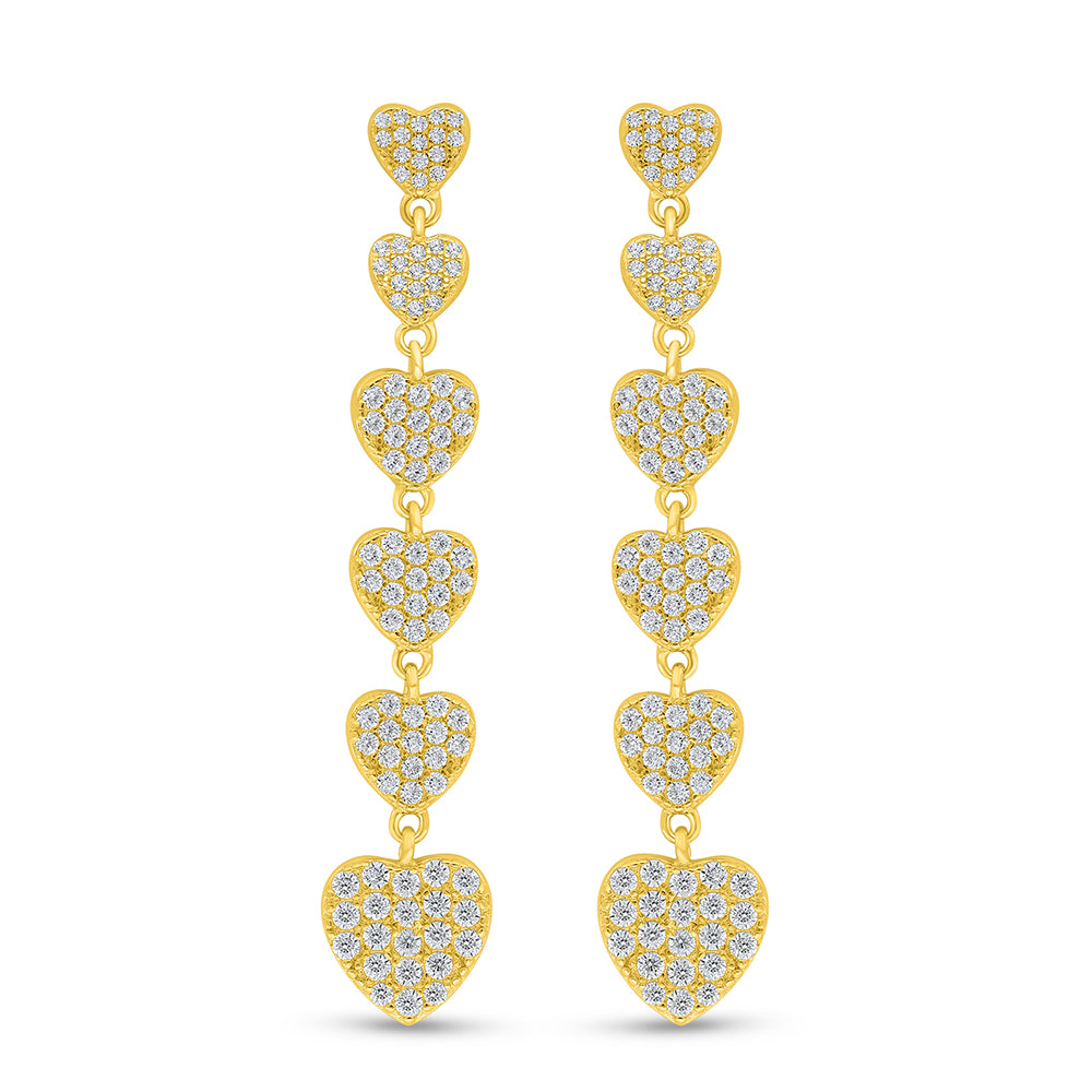Sterling Silver 925 Earring Golden Plated Embedded With White Zircon
