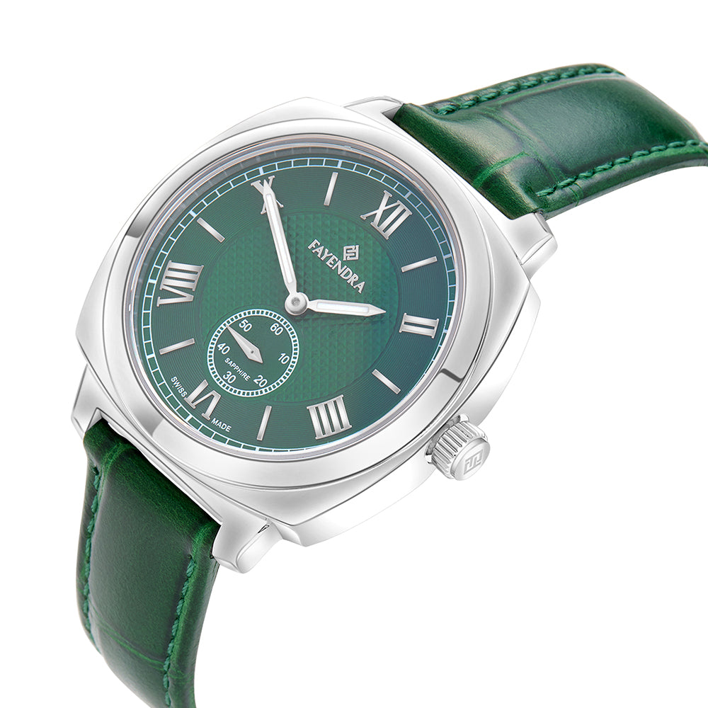 Stainless Steel 316L Watch Silver Color Green Leather For Men - GREEN METAL DIAL