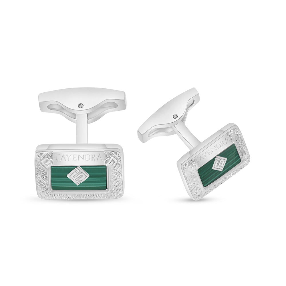 كبك ستانلس ستيل لون فضي عيار L316 مرصع احجار ملاكايت Shiny Steel