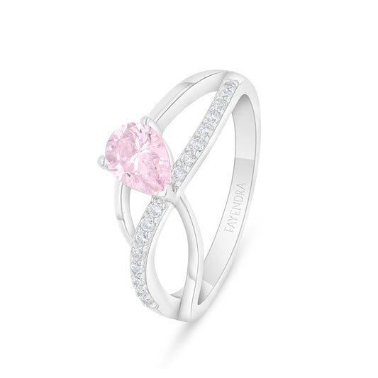 خاتم من الفضة الخالصة عيار 925 مطلي روديوم مرصع زركون بنك و فص ابيض