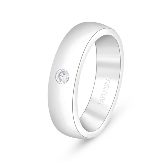 خاتم من الفضة الخالصة عيار 925 مطلي روديوم مرصع فص ابيض