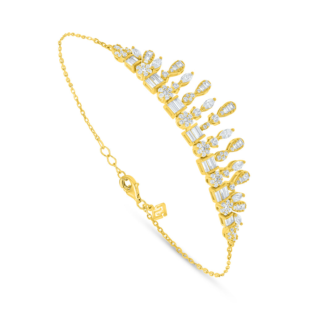 Sterling Silver 925 Bracelet Golden Plated Embedded With White Zircon