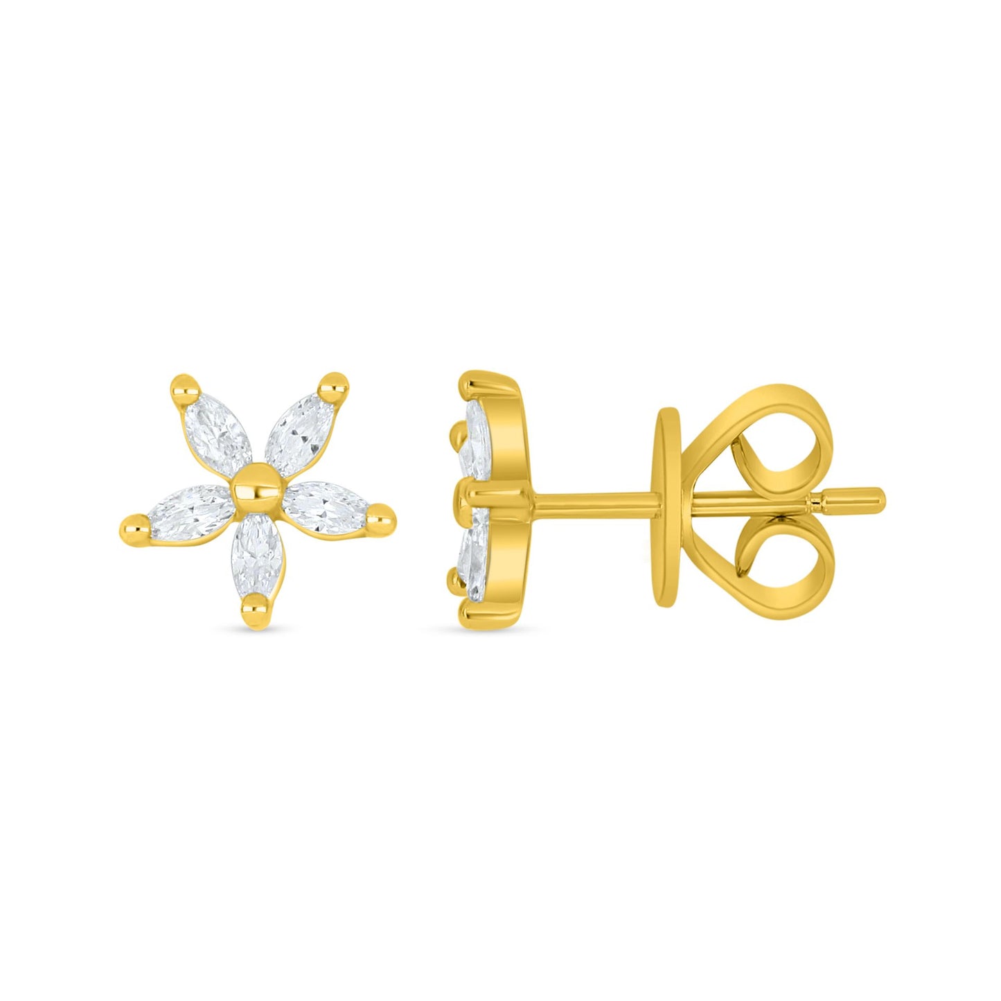 Sterling Silver 925 Earring Golden Plated Embedded With White Zircon