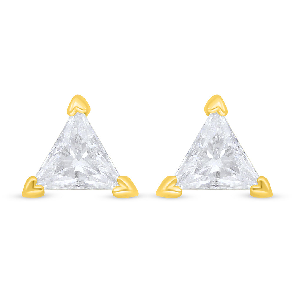 Sterling Silver 925 Earring Golden Plated Embedded With White Zircon