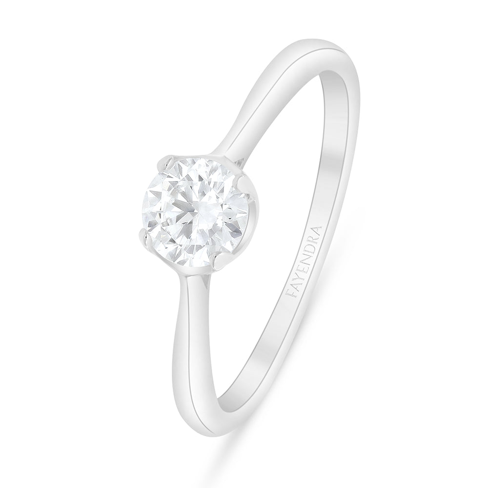 Sterling Silver 925 Ring Rhodium Plated Embedded With White Zircon