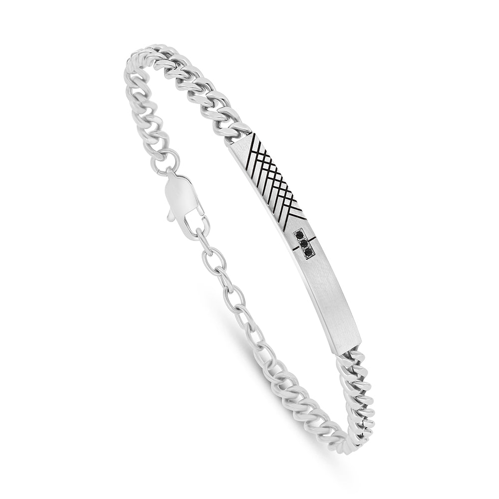 اسورة رجالي ستانلس ستيل لون فضي و اونكس سبينل عيار 316L