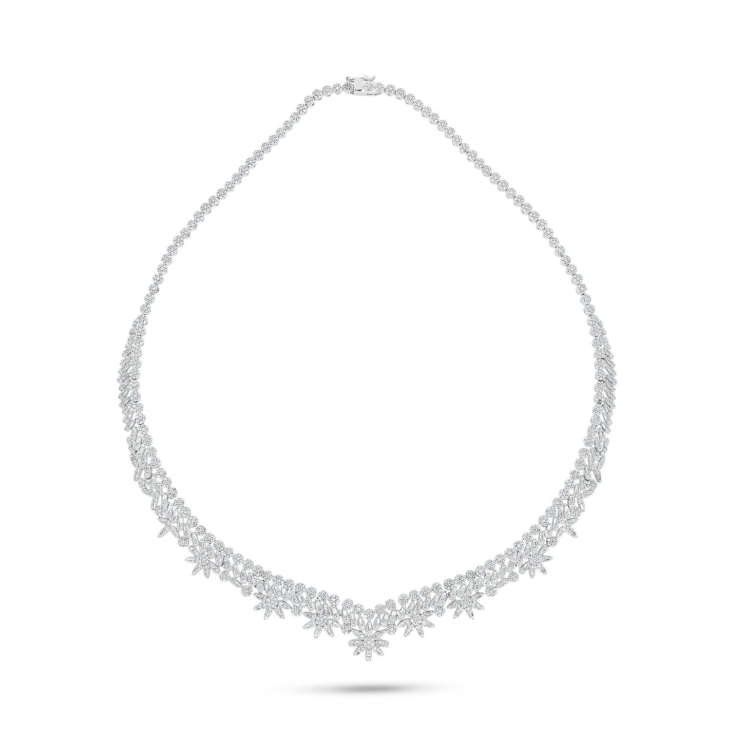 Sterling Silver 925 SET Rhodium Plated Embedded With White Zircon